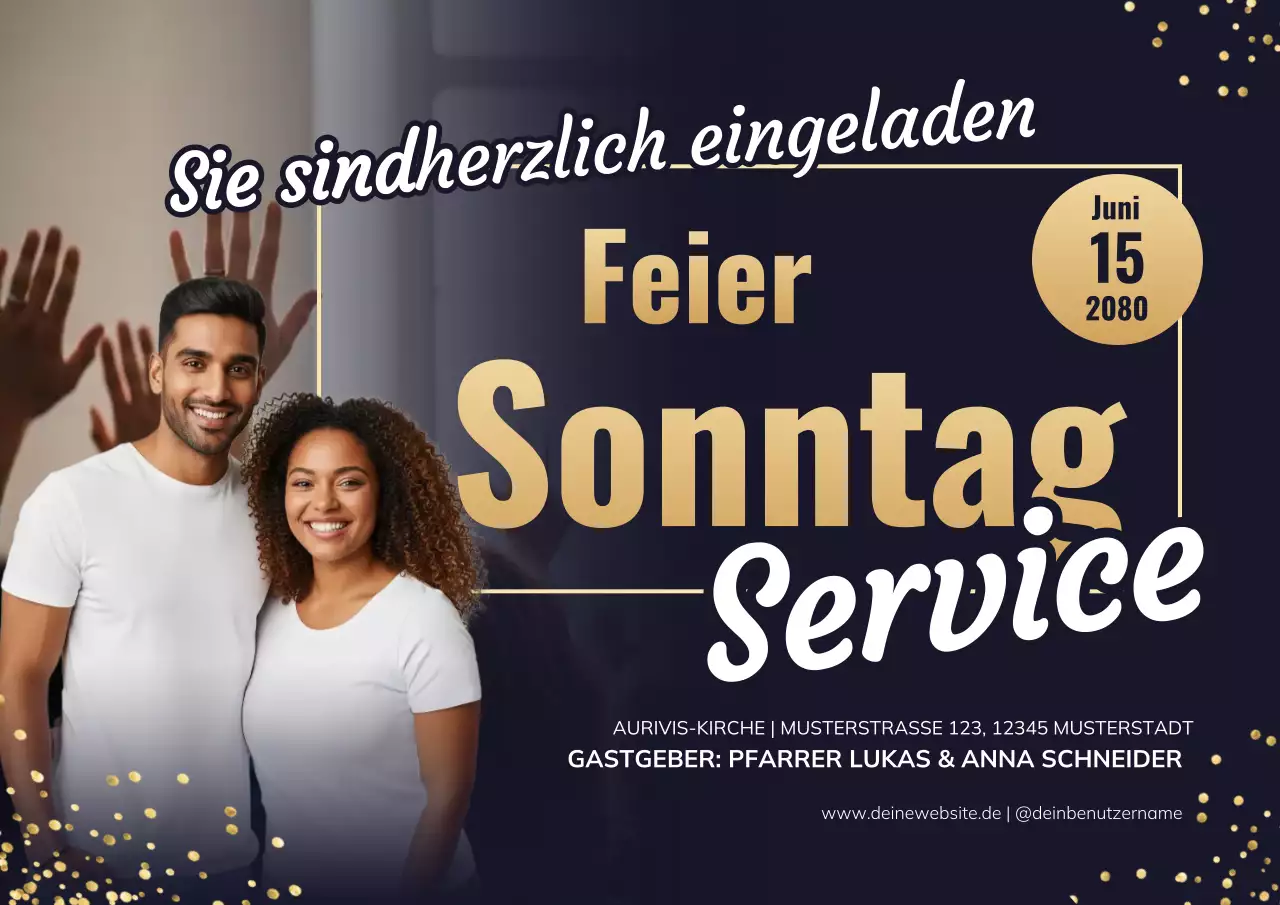 Schwarzes modernes Kircheneinladungsplakat