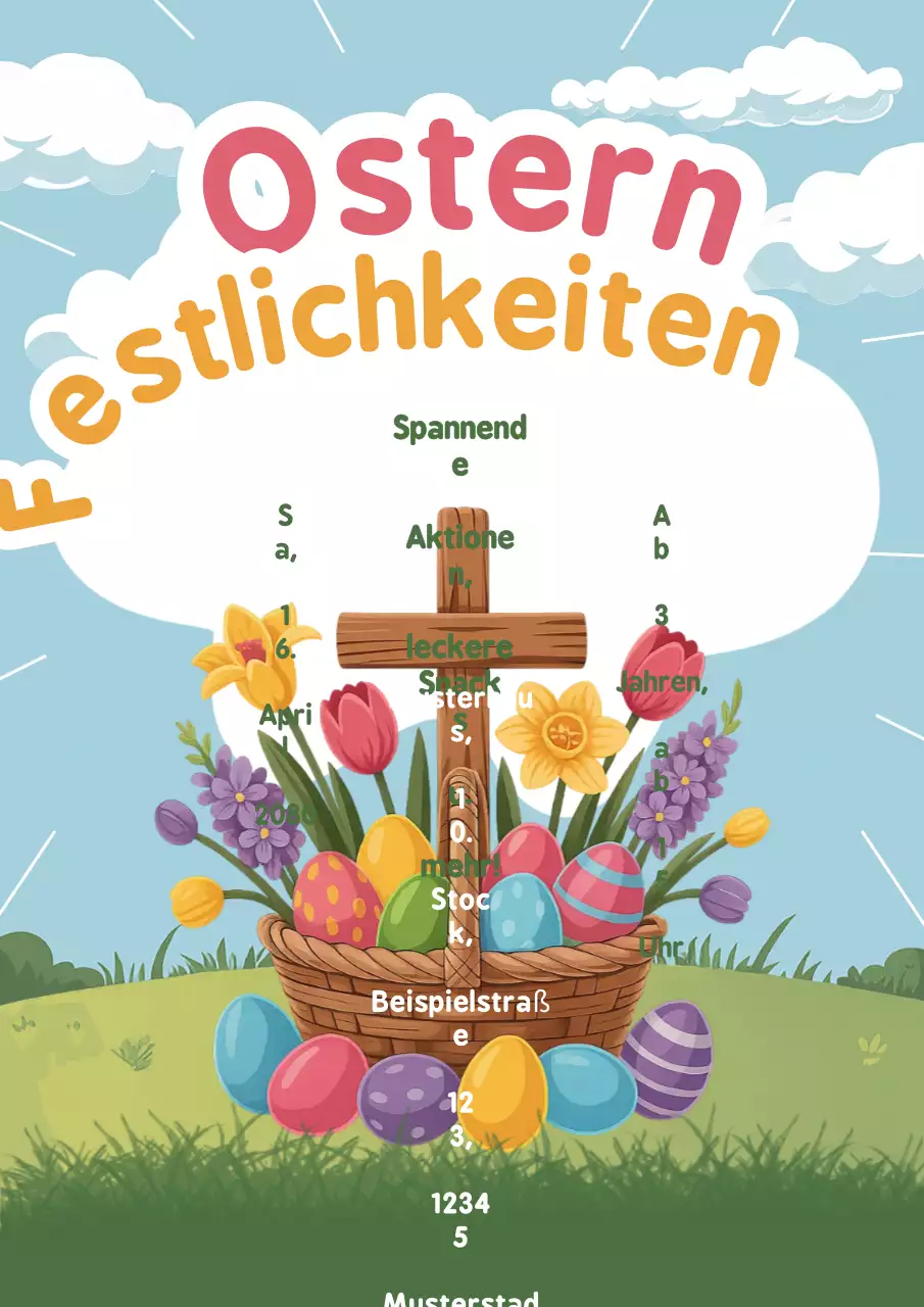 Buntes Retro-Oster-Event-Ankündigungsplakat