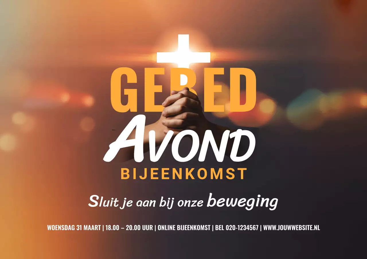 Oranje moderne gebedsuitnodigingsposter