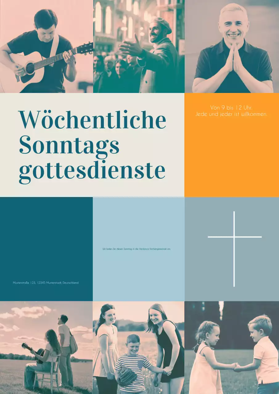 Orange modernes Kircheneinladungsplakat