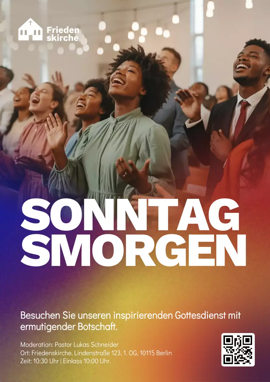 Buntes modernes Kirchenveranstaltungsplakat
