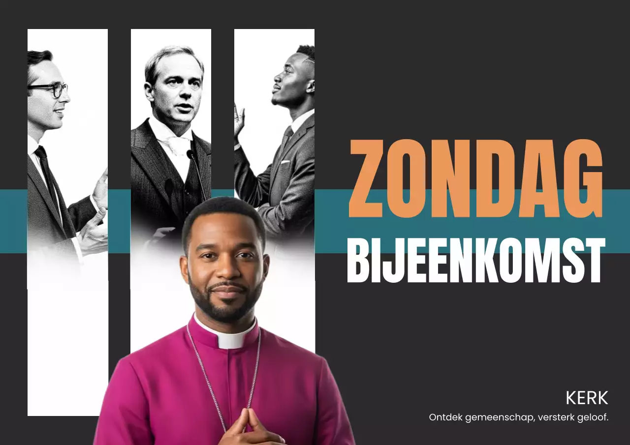 Zwarte moderne kerk promotieposter