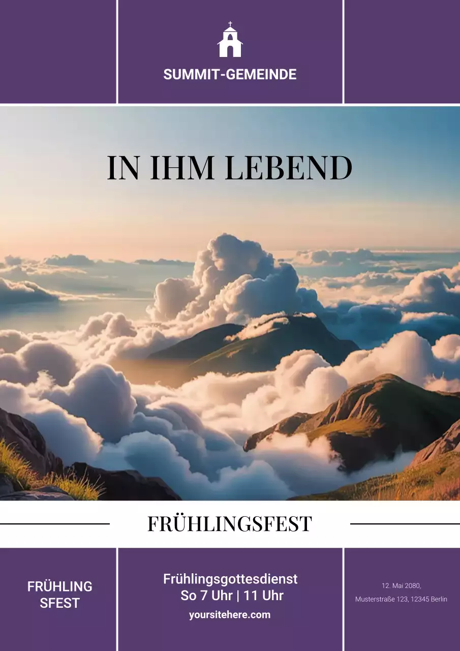 Lila elegantes Kirchenfeier-Plakat