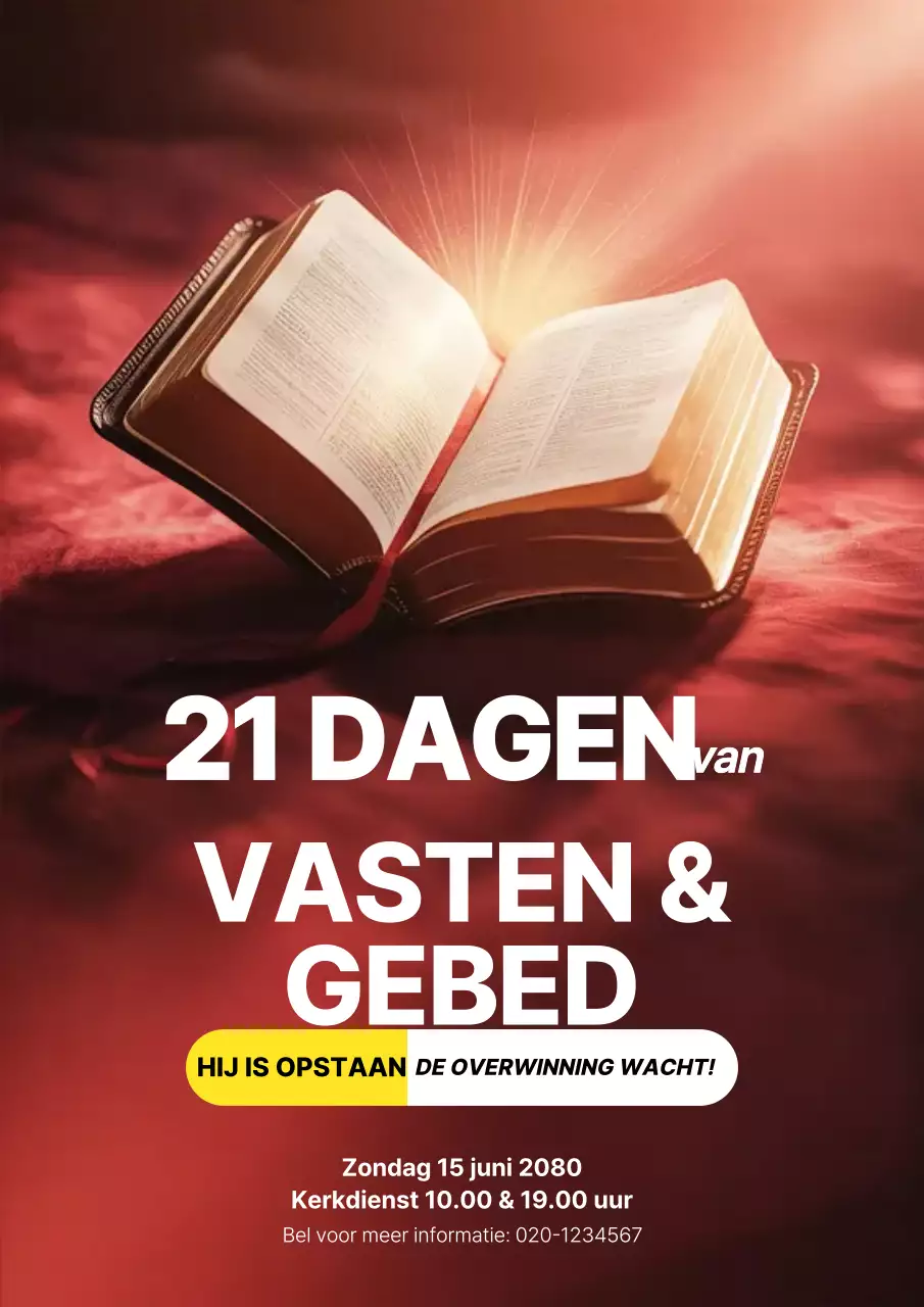 Rode poster met aankondiging van geestelijk gebed