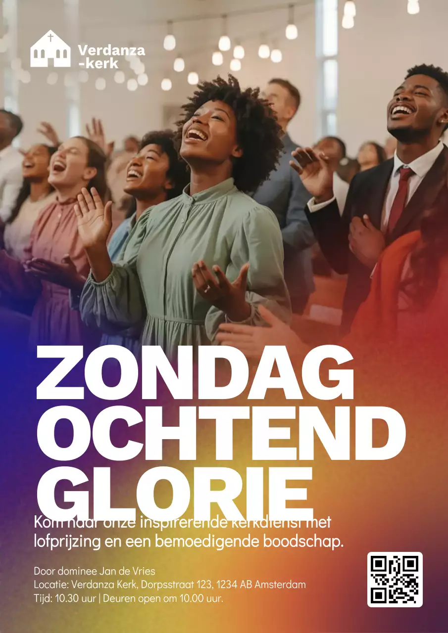 Kleurrijke moderne kerkevenementposter