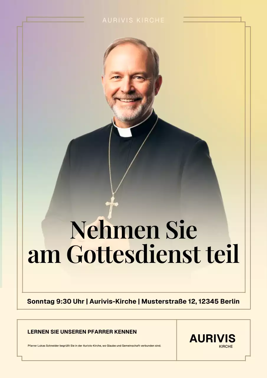 Beige Klassische Kircheneinladung Poster