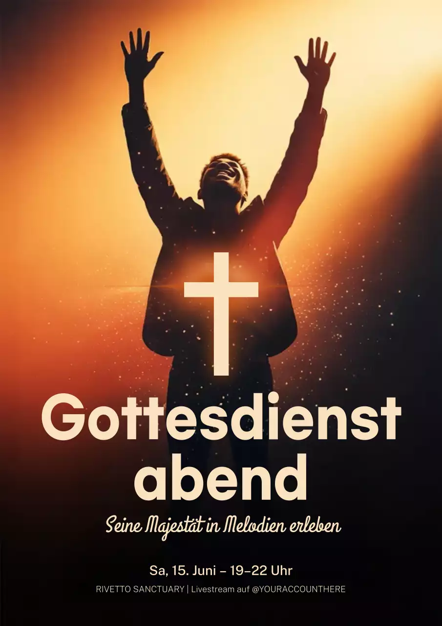 Orange inspirierende Ankündigung einer Kirchenmusikveranstaltung Poster