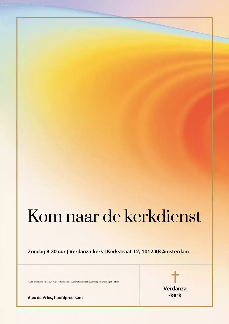 Oranje abstracte aanbiddingsuitnodigingsposter