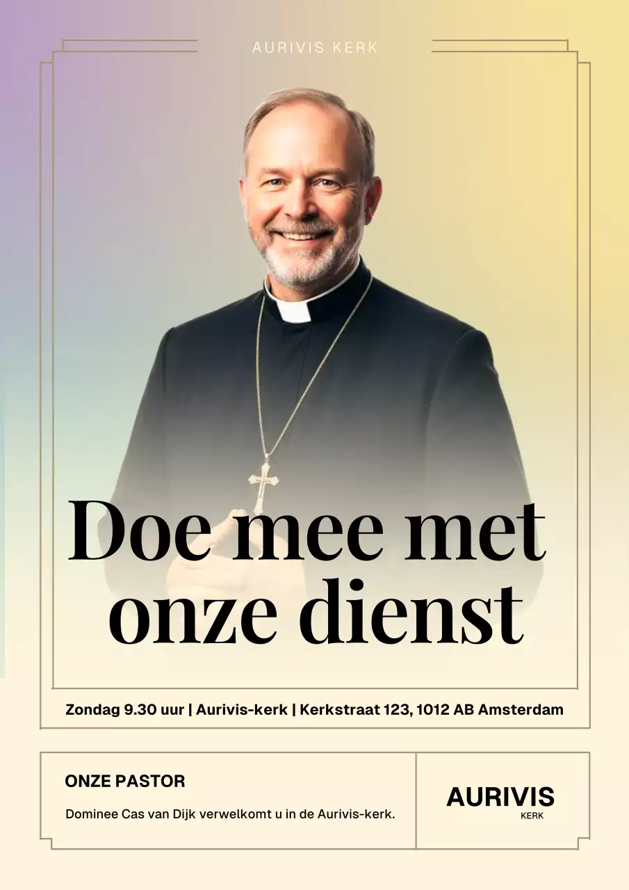 Beige Klassieke kerkuitnodigingsposter