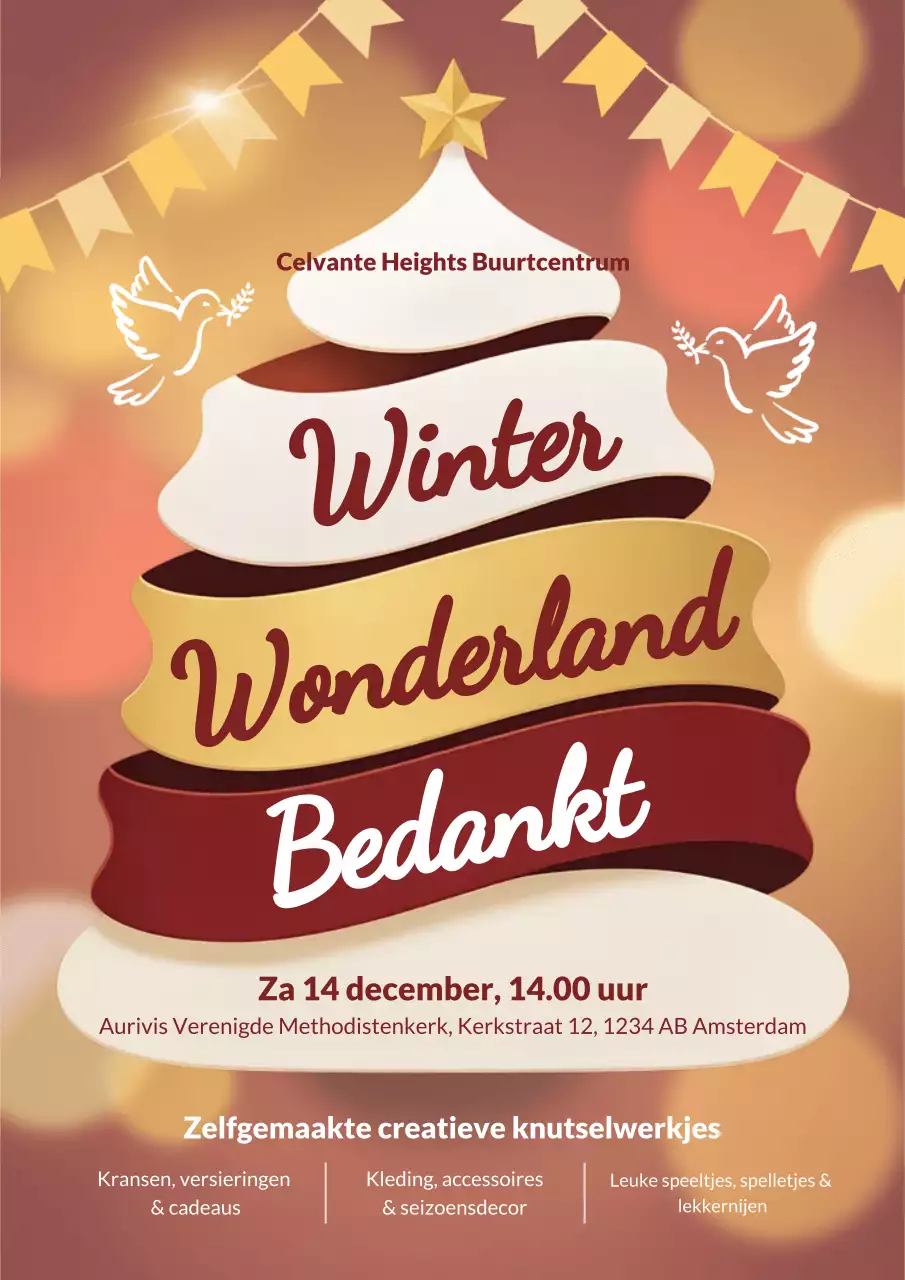 Bruine poster voor aankondiging van feestelijke feestdagen