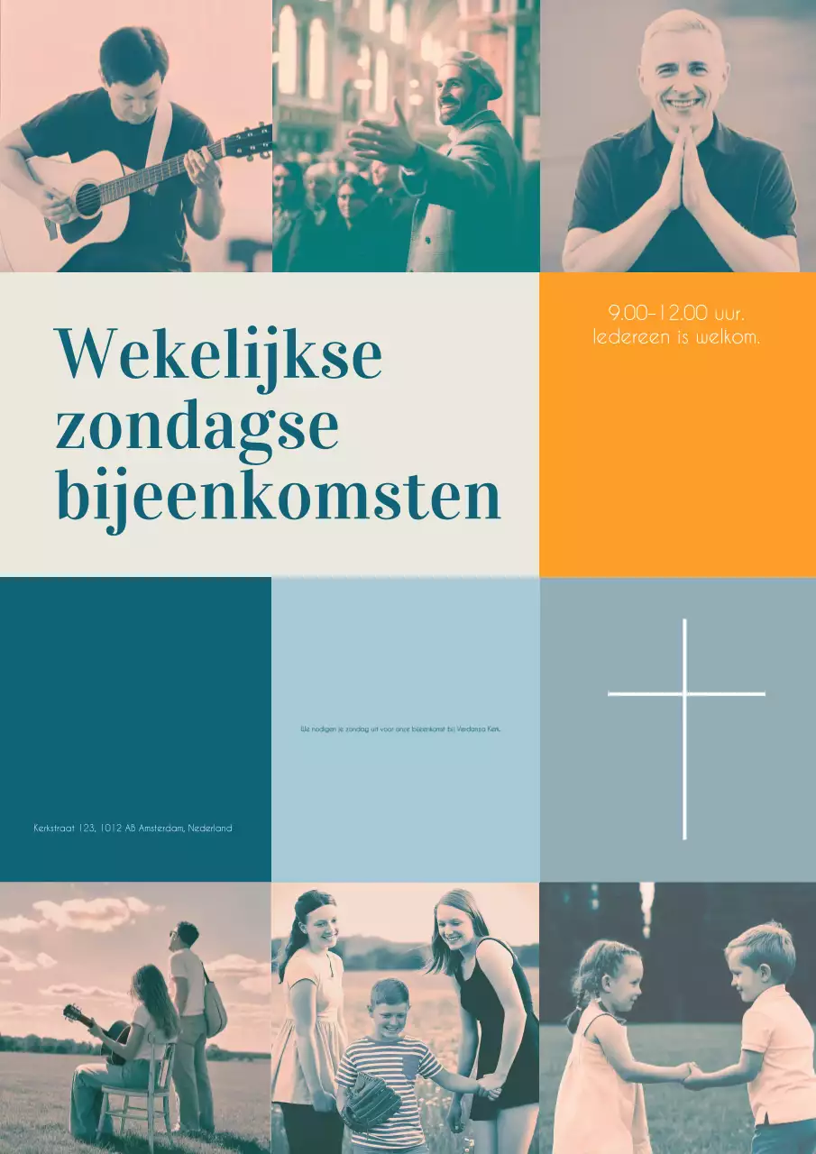 Oranje moderne kerkuitnodigingsposter