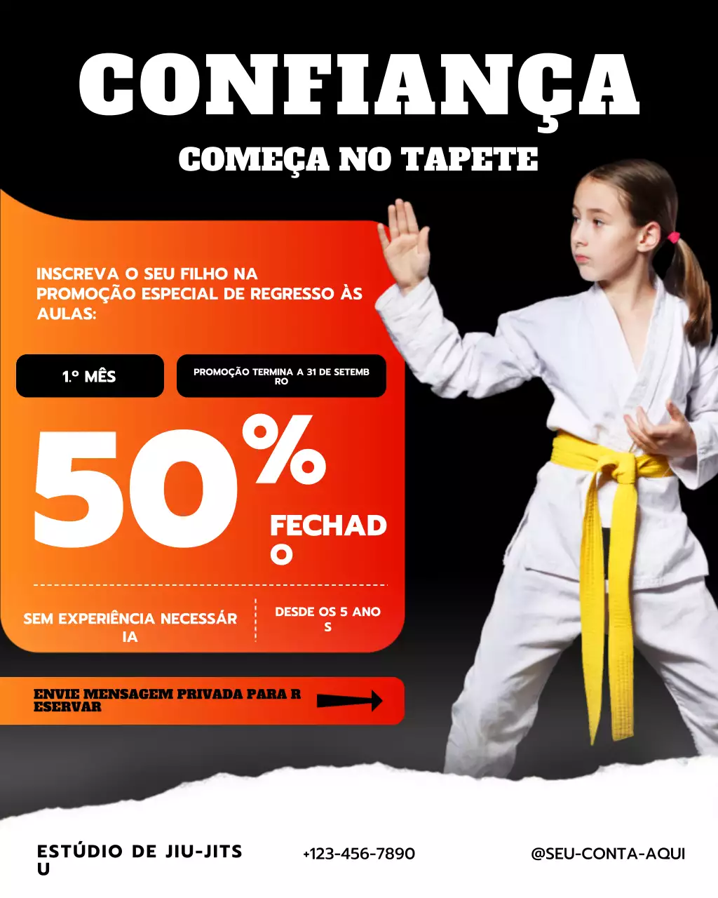 Postagem de promoção de artes marciais modernas roxas no Instagram