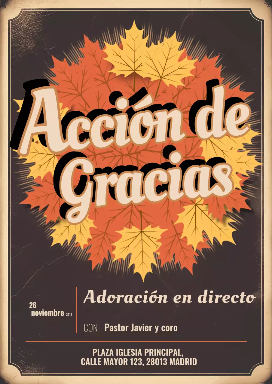 Cartel de anuncio del Día de Acción de Gracias de otoño