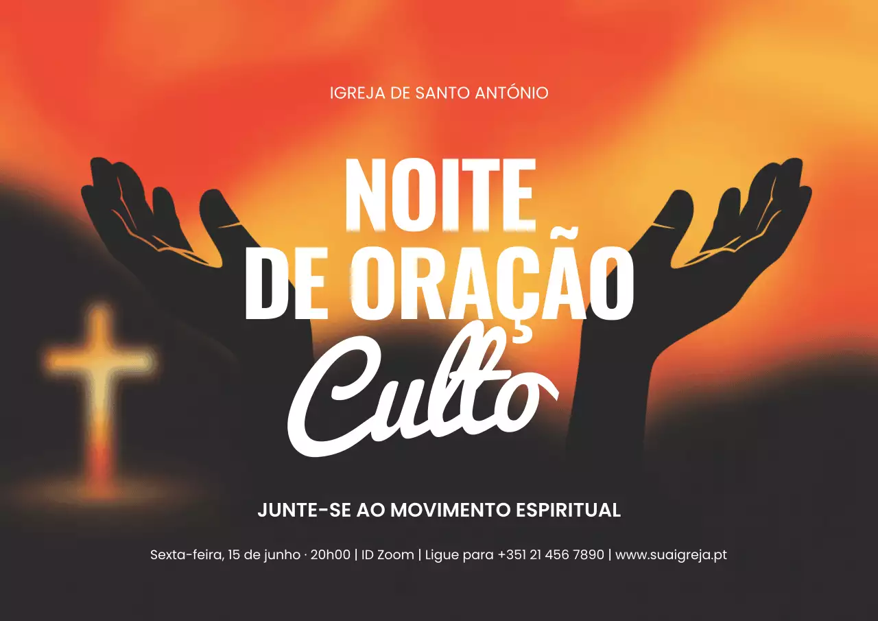 Cartaz de Anúncio de Oração Moderna Laranja