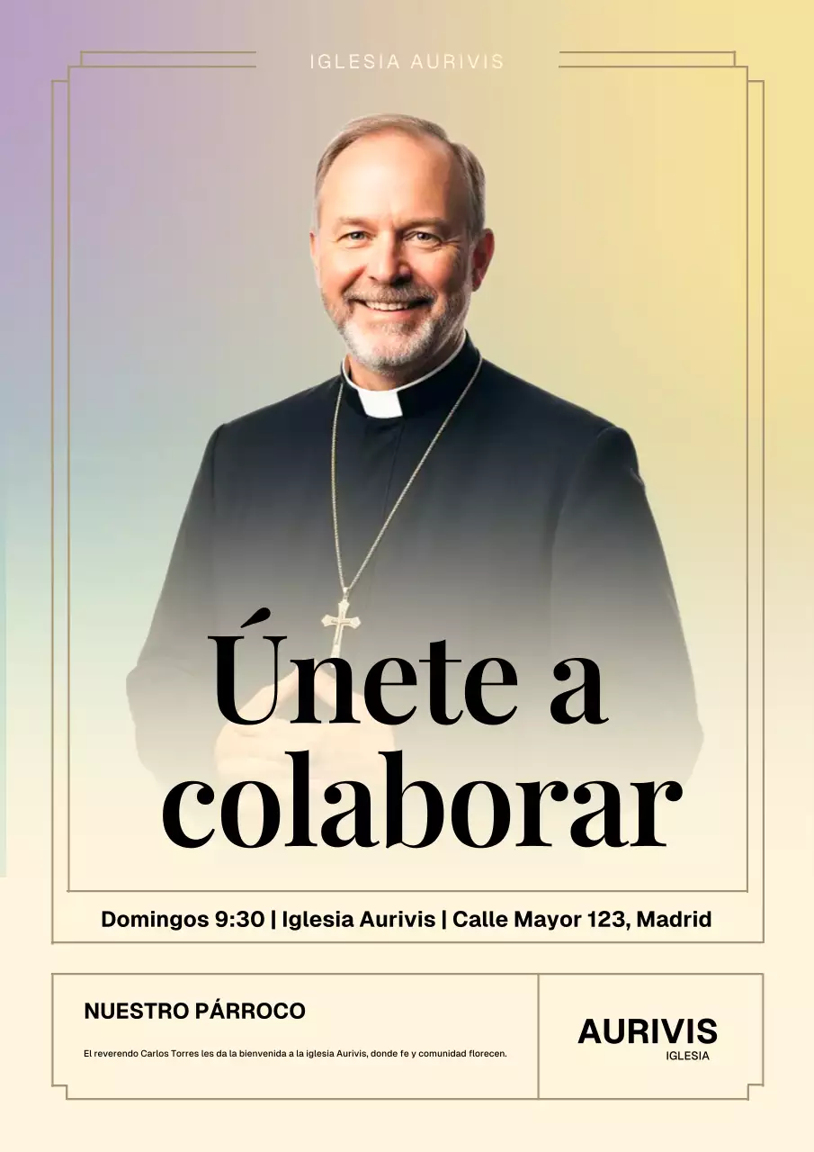 Póster de invitación a la iglesia clásico beige