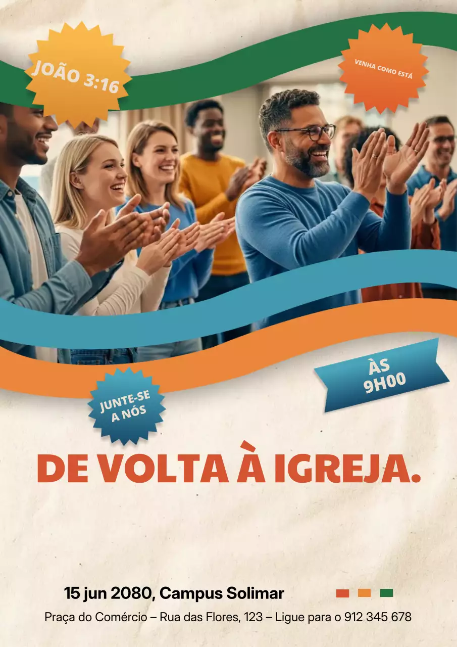 Cartaz de anúncio do evento da Igreja Moderna Laranja