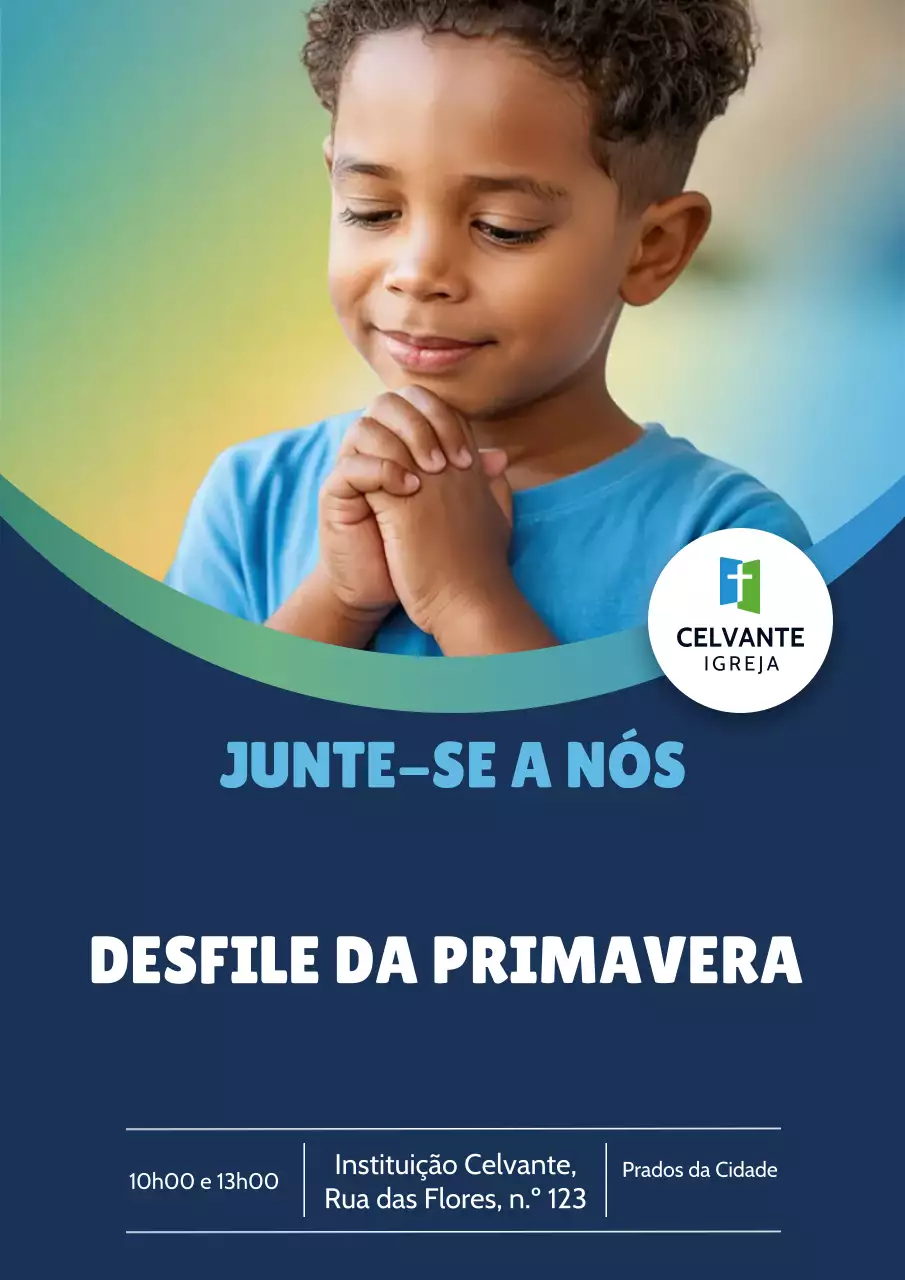 Cartaz de convite para desfile moderno azul