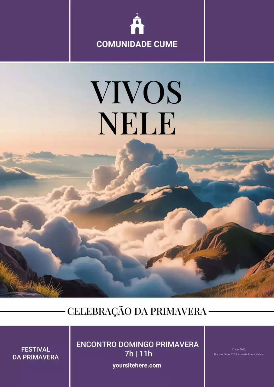 Pôster de Celebração da Igreja Elegante Roxo