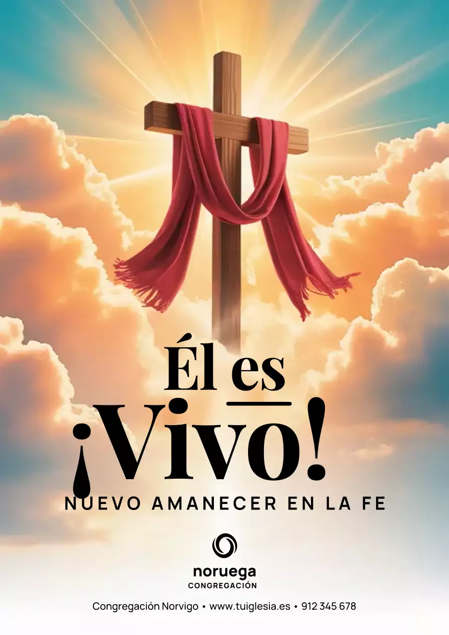 Cartel rojo de anuncio de fe tradicional