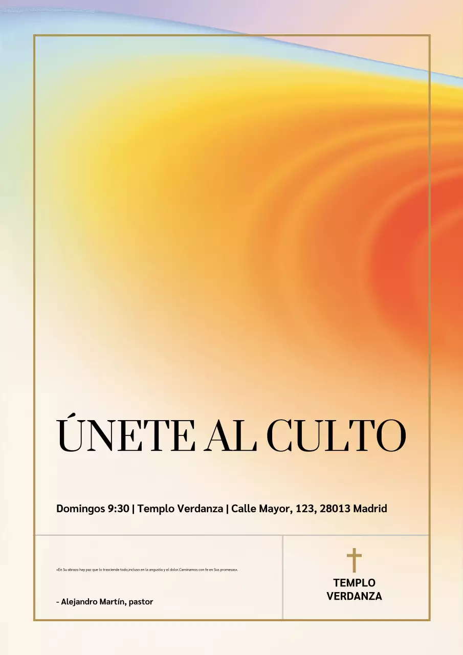 Póster de invitación a la adoración abstracta naranja