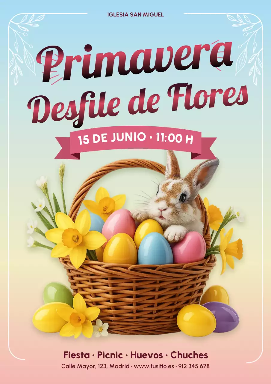 Cartel rústico colorido para evento primaveral