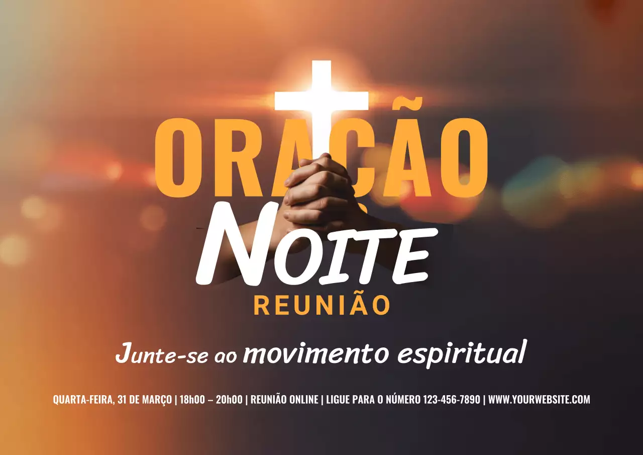 Cartaz de convite para oração moderno em laranja