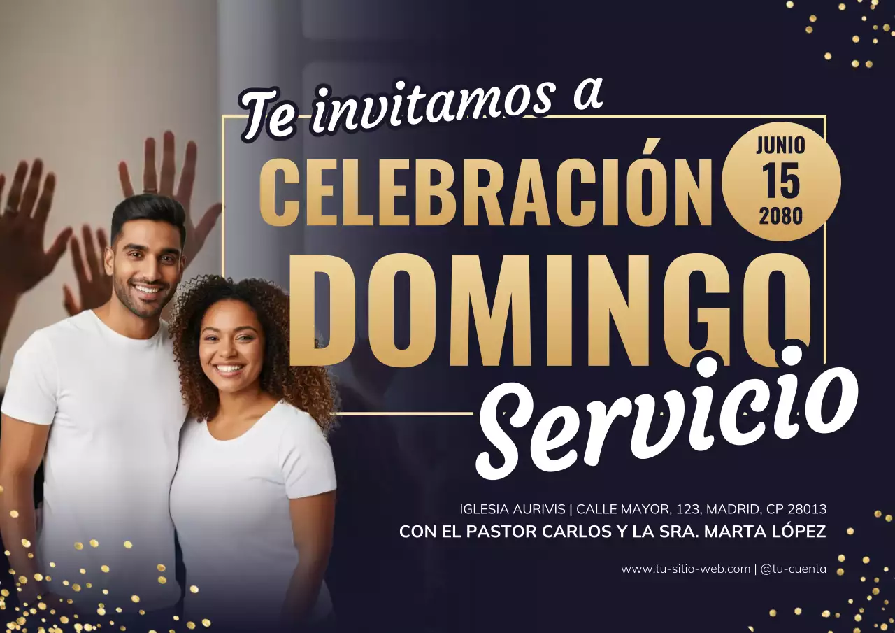 Póster de invitación a una iglesia moderna en negro