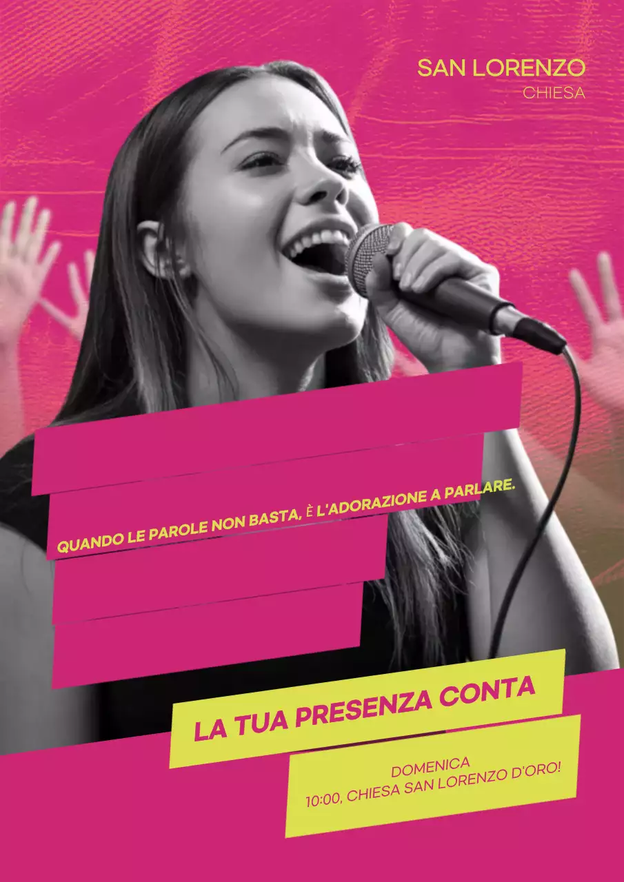 Manifesto di invito al culto moderno rosa