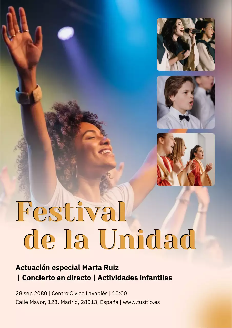Cartel colorido y moderno para anunciar un festival