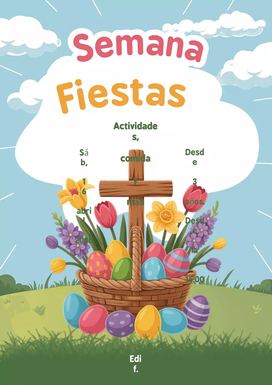 Cartel retro colorido para anunciar un evento de Pascua