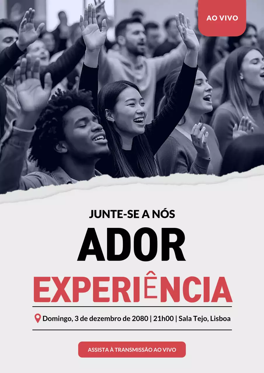 Cartaz de convite para culto moderno cinza