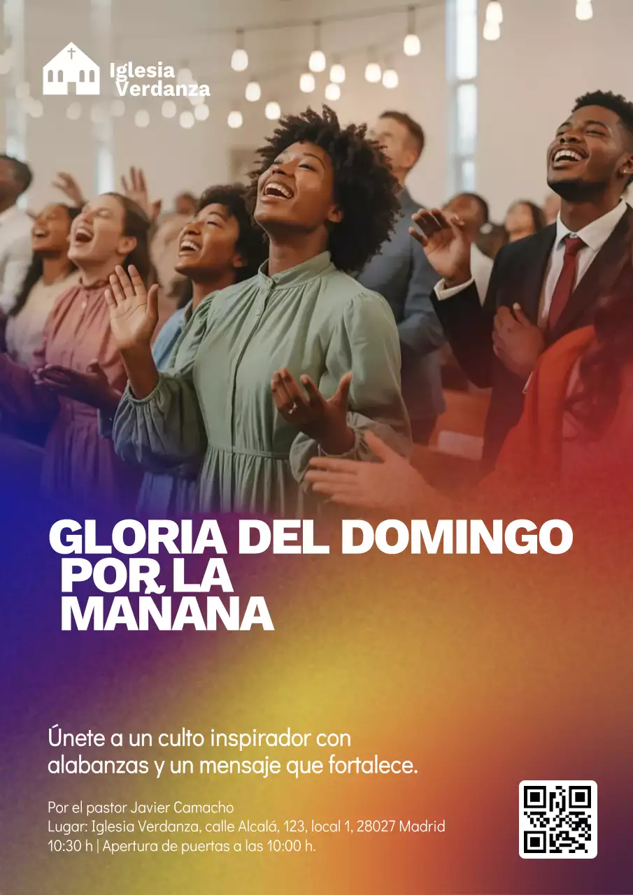Cartel colorido y moderno para eventos de iglesias