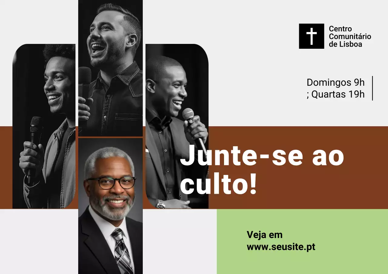 Cartaz de anúncio da comunidade moderna cinza
