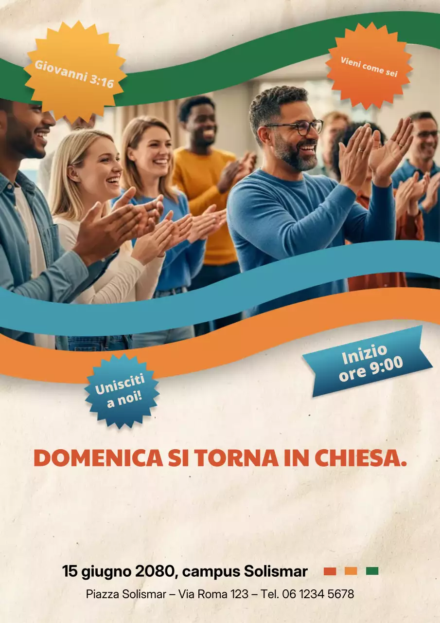 Manifesto dell'evento della Chiesa moderna arancione