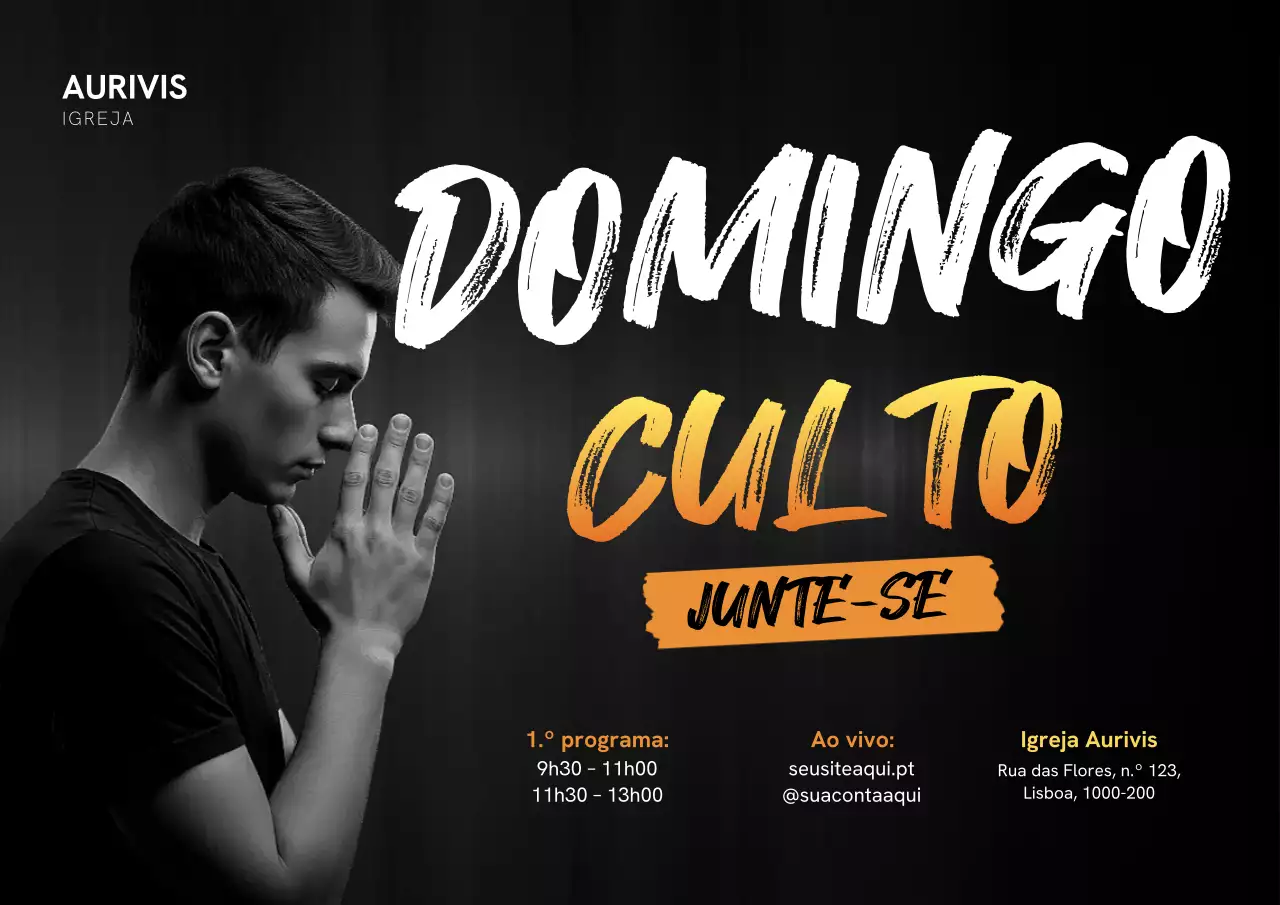 Cartaz de anúncio da Igreja Moderna Preta