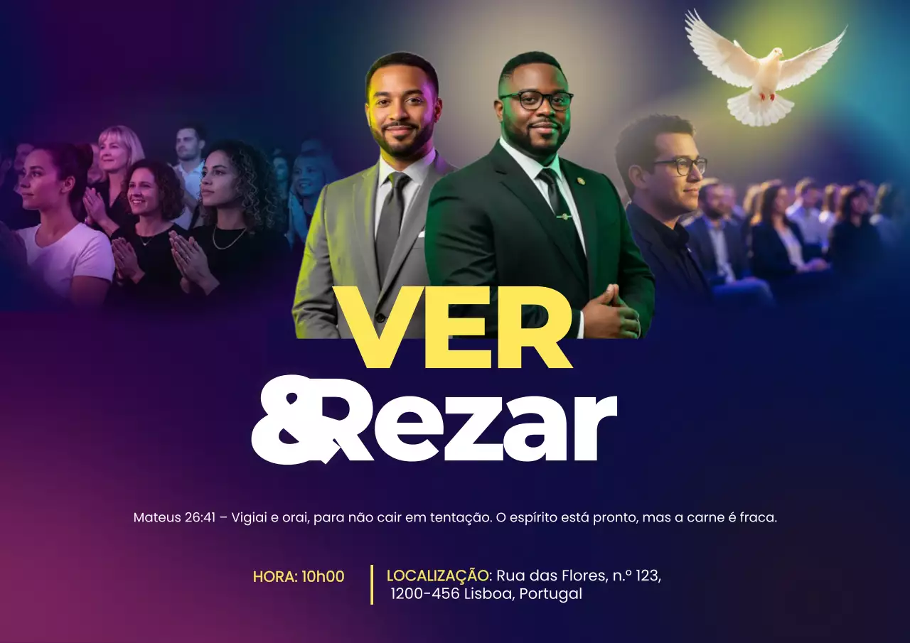 Cartaz de evento de oração moderno roxo