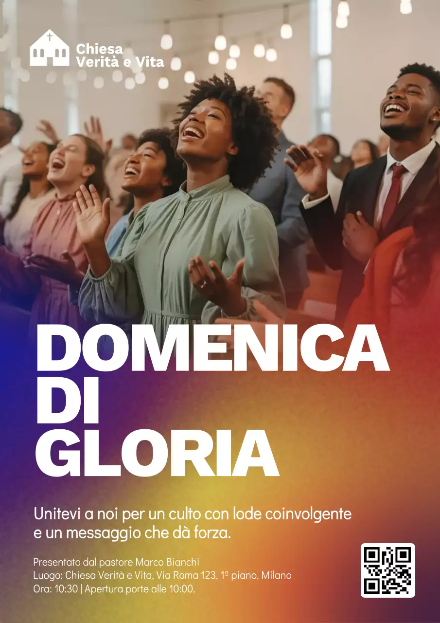 Manifesto colorato per un evento in chiesa moderna