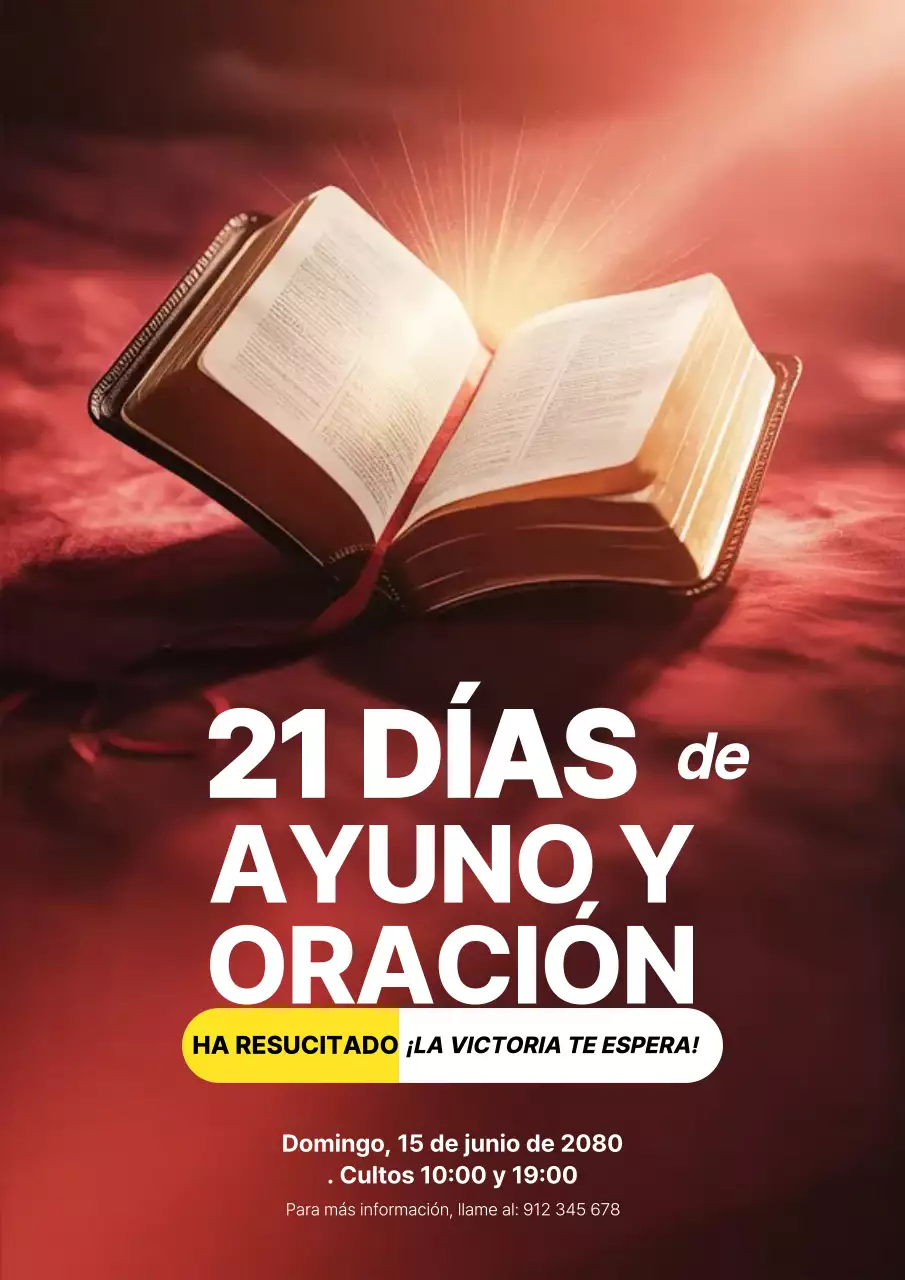 Cartel rojo de anuncio de oración espiritual