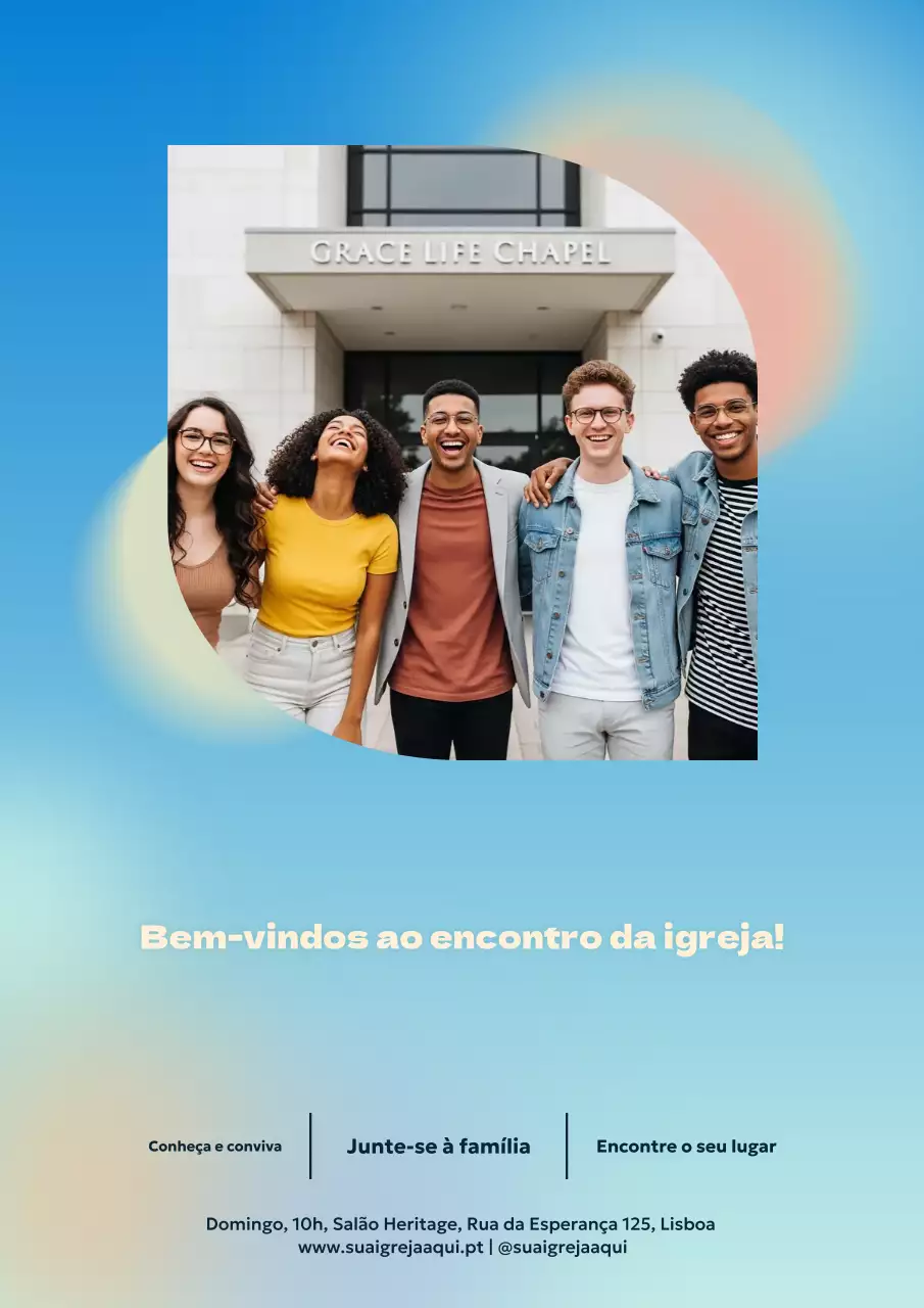 Cartaz de convite para a comunidade moderna azul
