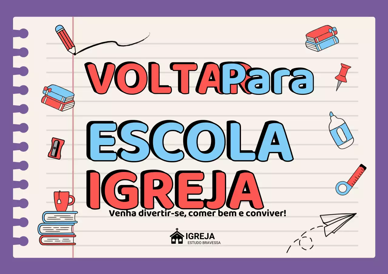Cartaz de evento escolar retrô roxo