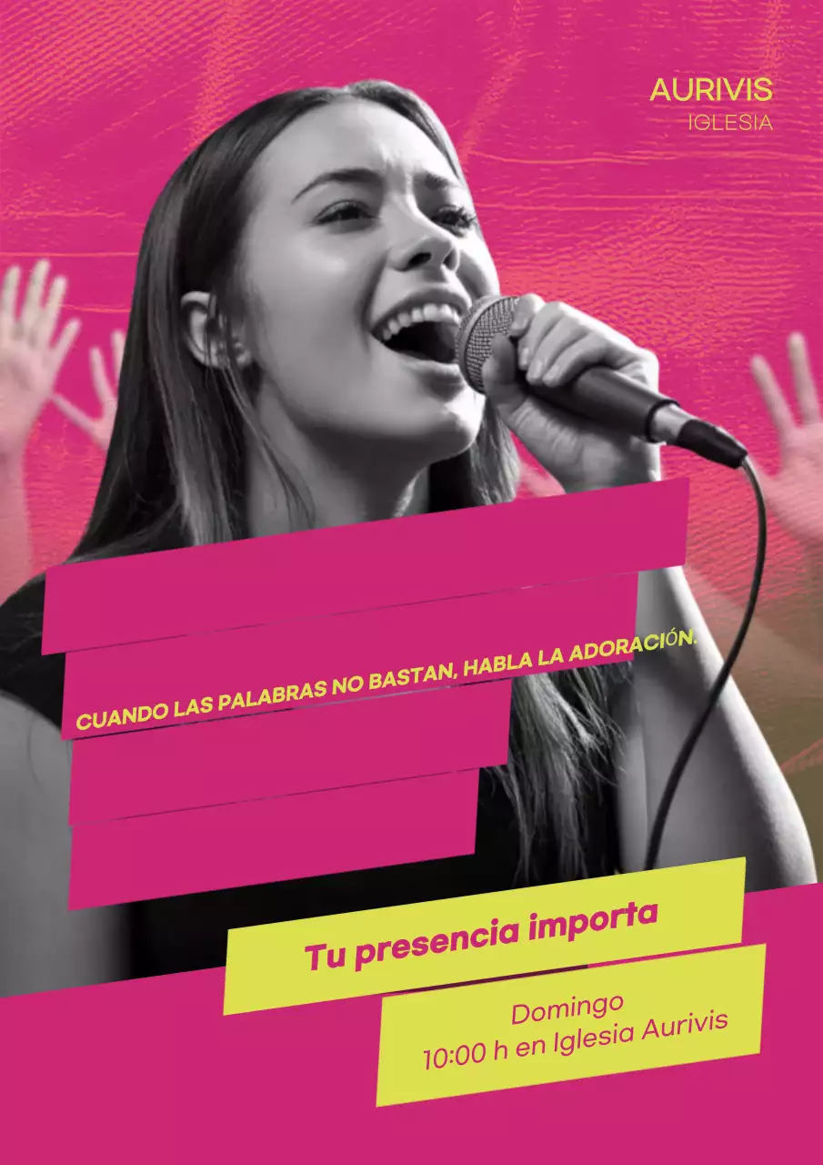 Póster de invitación para el culto moderno en color rosa