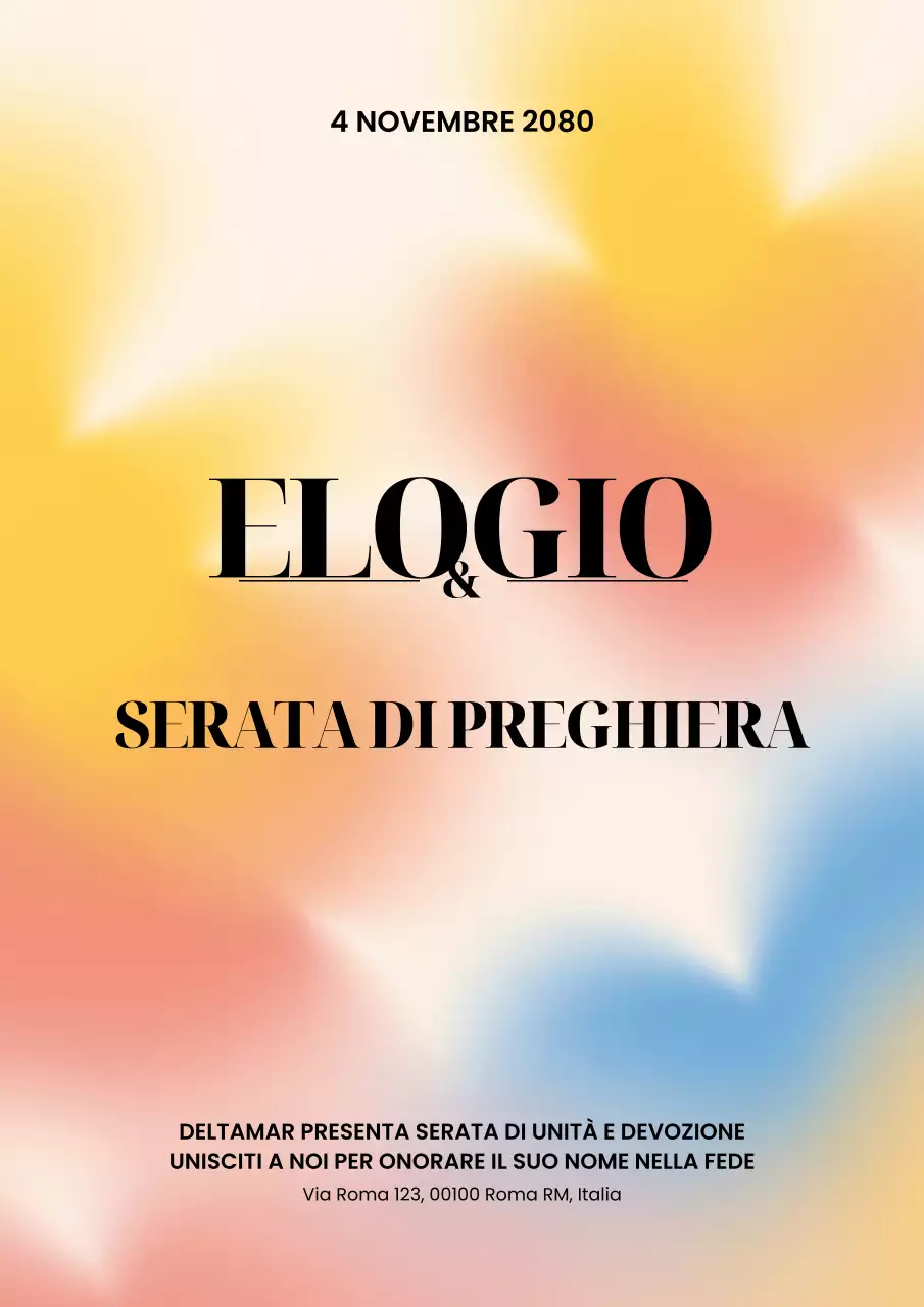 Manifesto colorato e semplice per l'annuncio del culto