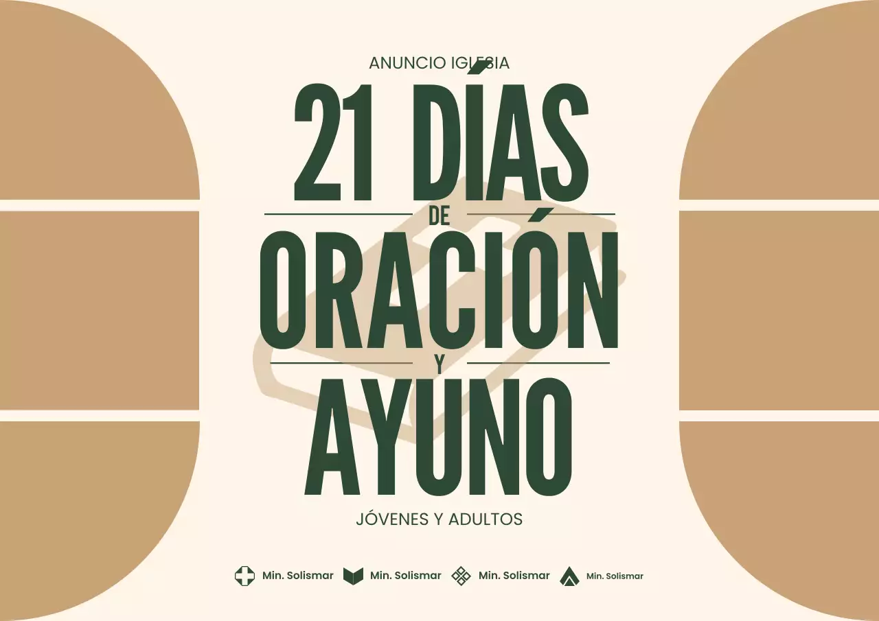 Cartel minimalista beige para anunciar una iglesia