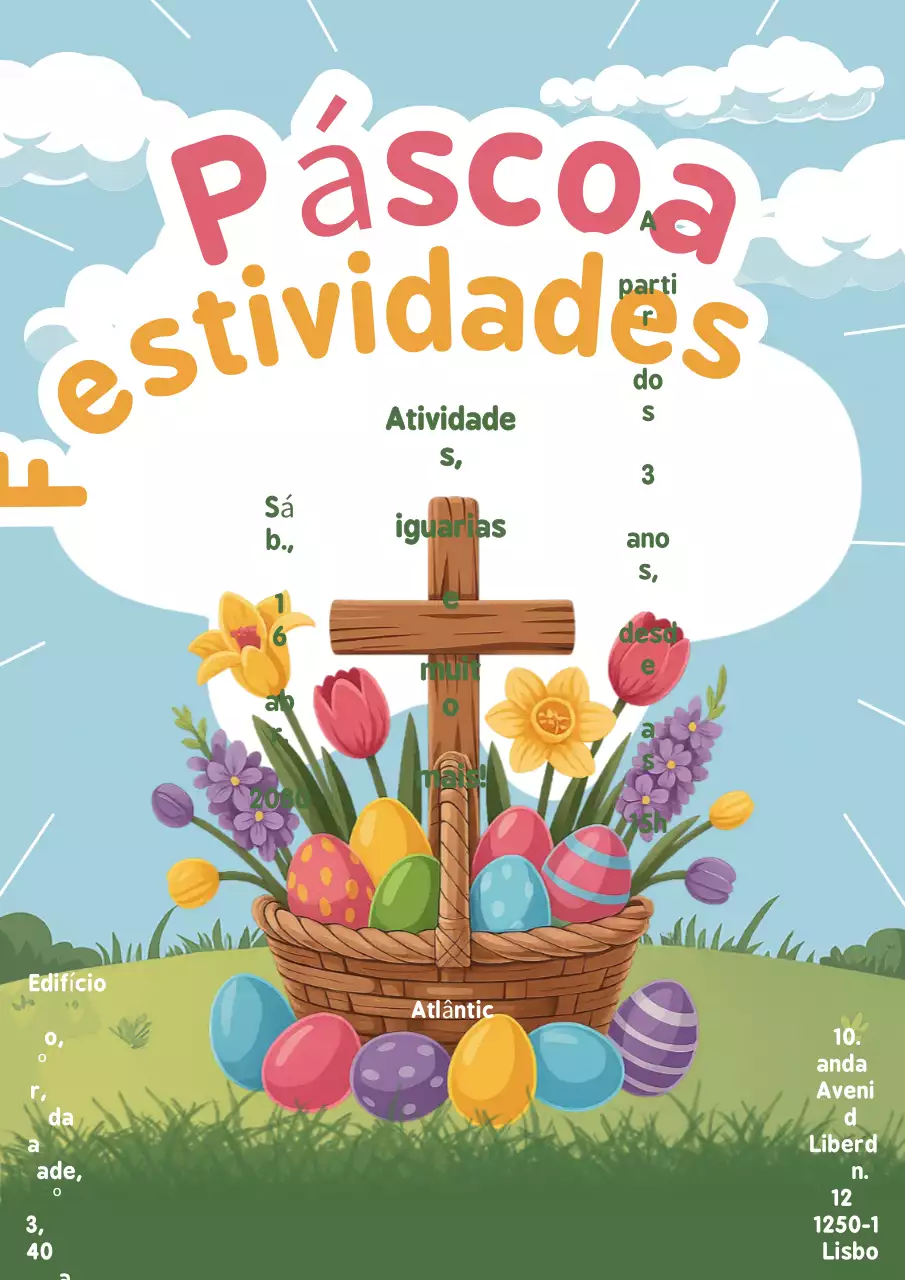 Cartaz colorido retrô de anúncio de evento de Páscoa