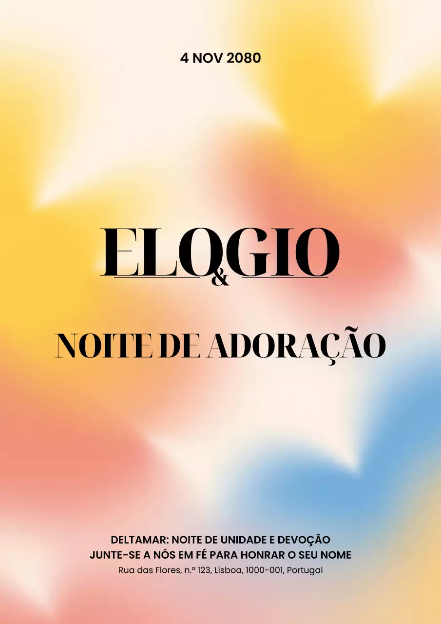 Cartaz de Anúncio de Adoração Simples e Colorido