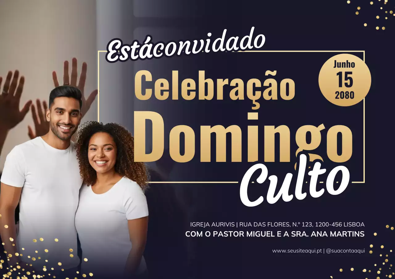 Cartaz de convite para igreja moderna preta