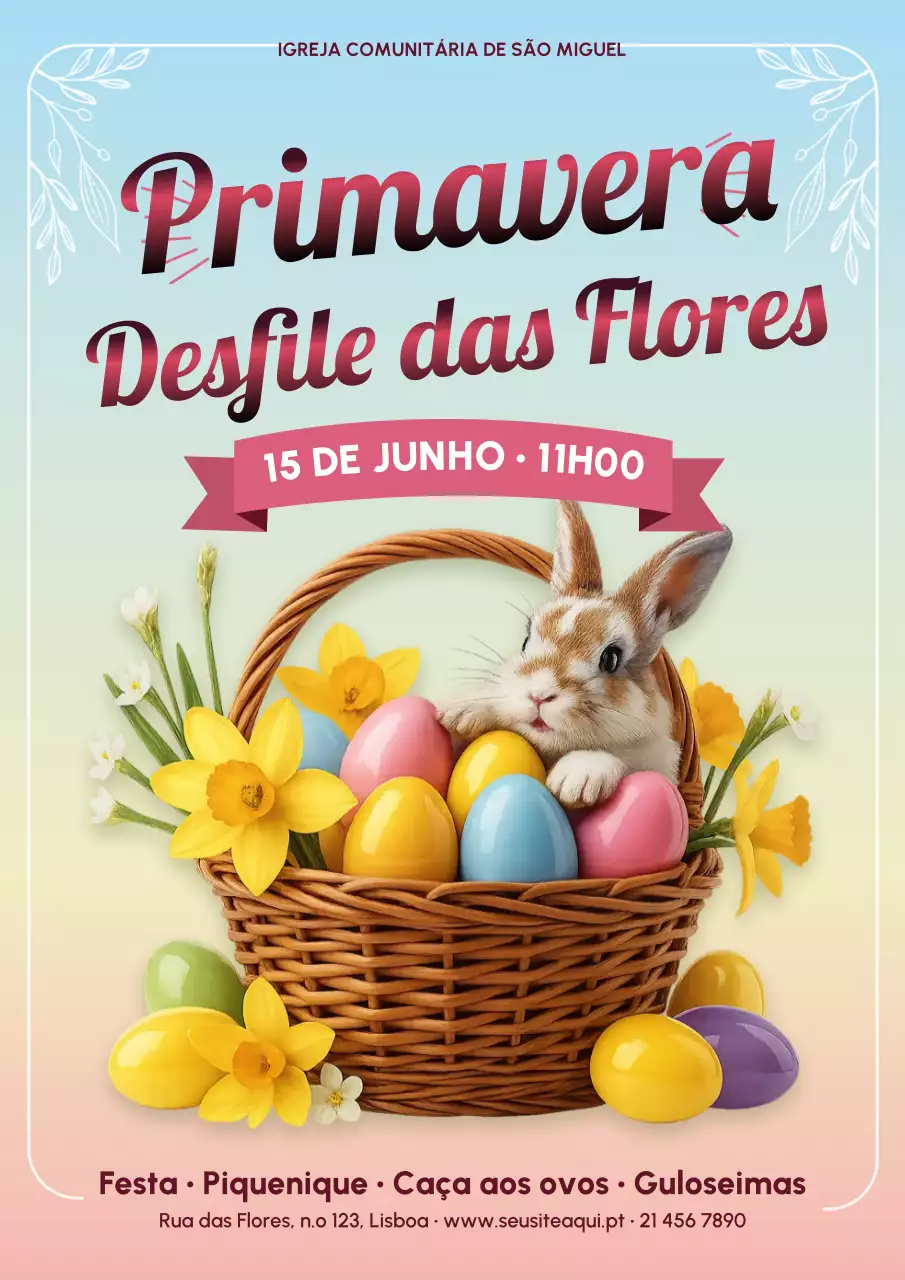 Cartaz colorido rústico para eventos de primavera