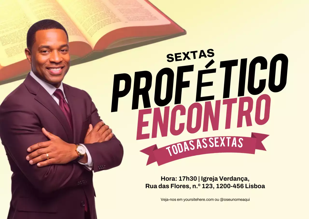 Cartaz promocional de igreja moderna bege