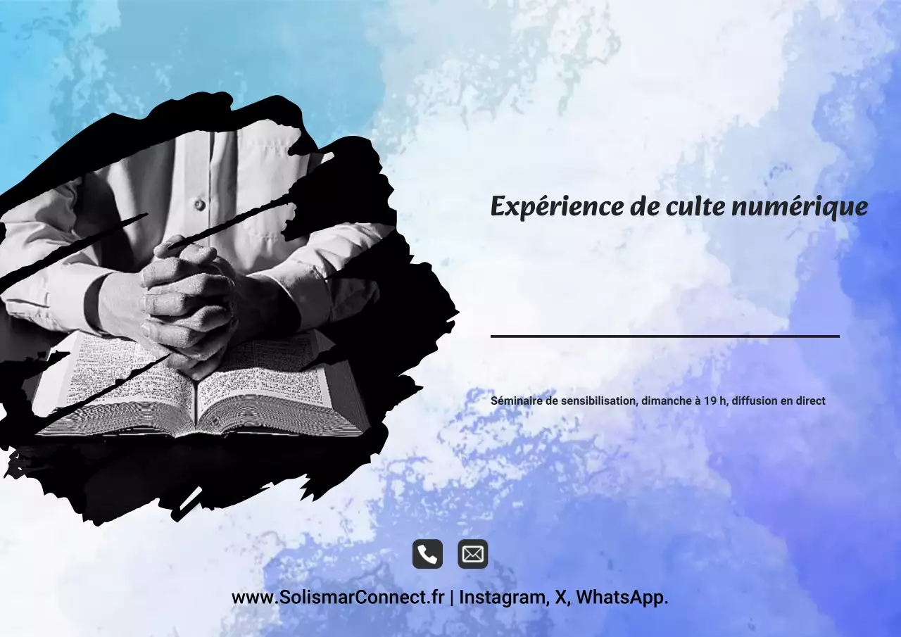 Affiche d'annonce de culte moderne bleu