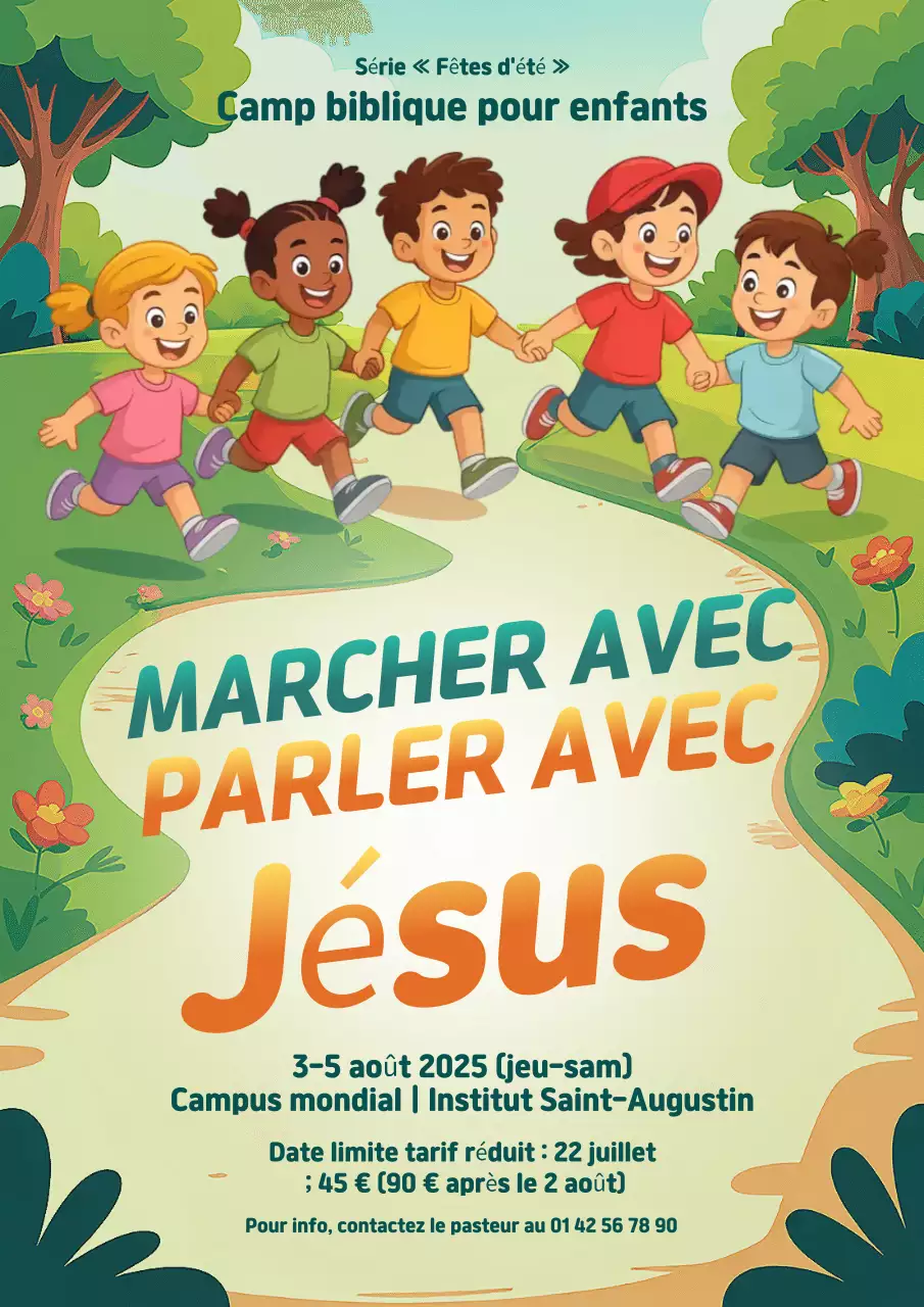Affiche d'annonce du camp d'enfants ludiques verts